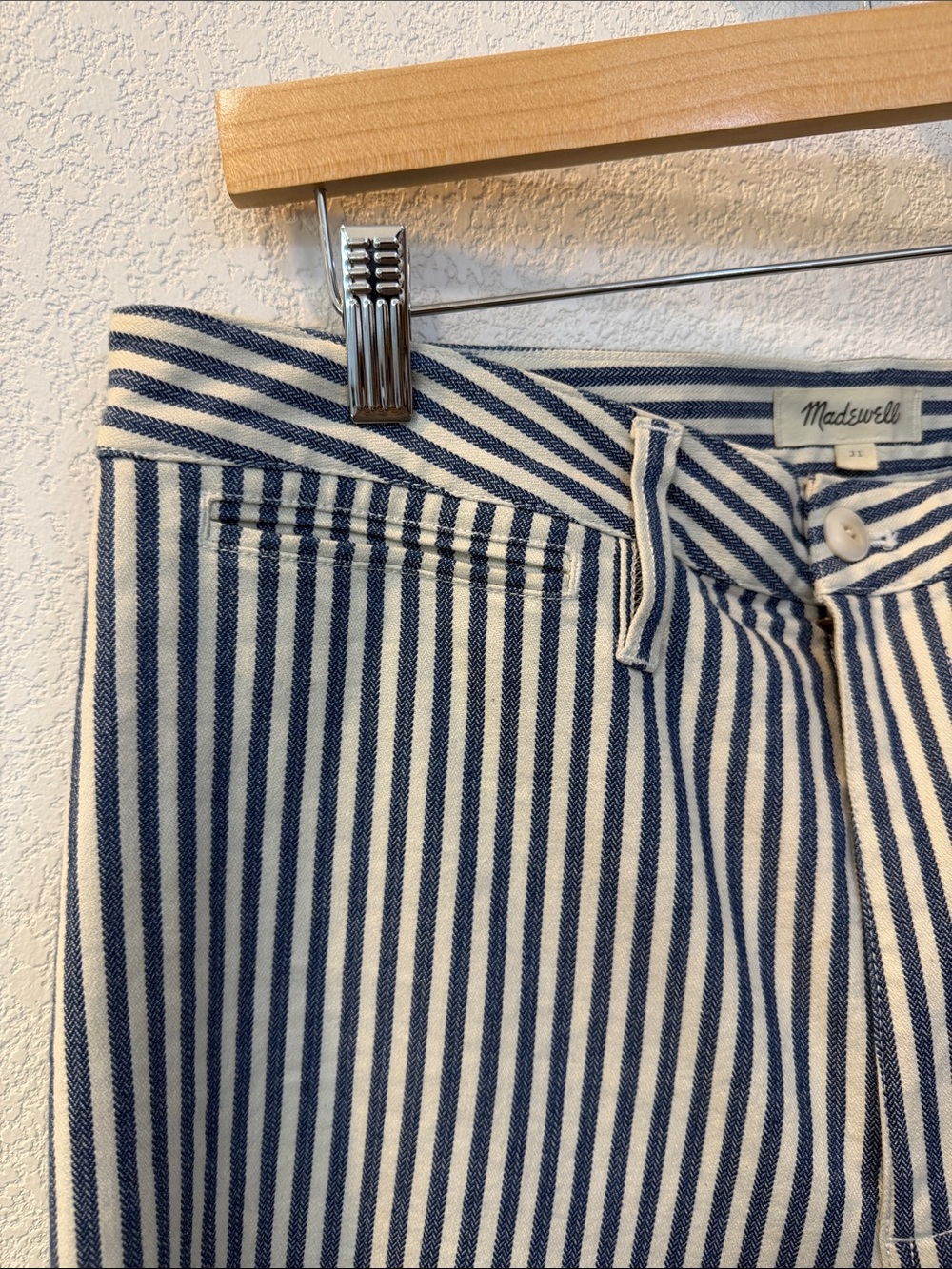 Madewell Striped Wide-Leg Chinos — Blue & White - Picture 3 of 5